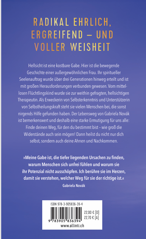 Buchrückseite von Hellsichtig - Mein Leben gegen den Strom
